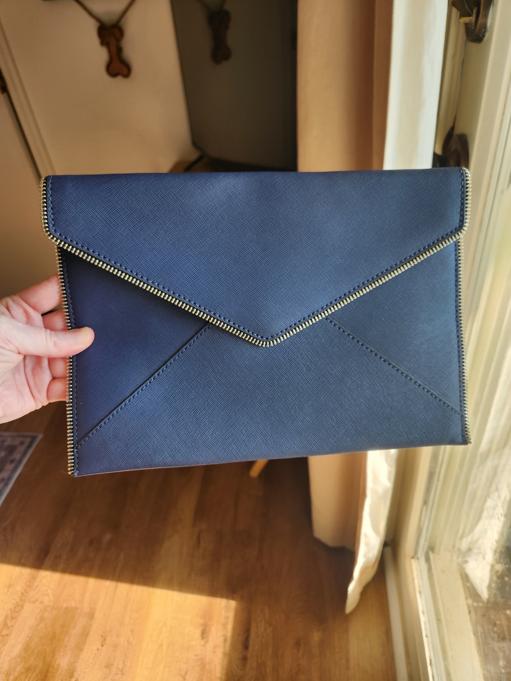 Rebecca Minkoff Navy Zip-Trim Envelope Clutch